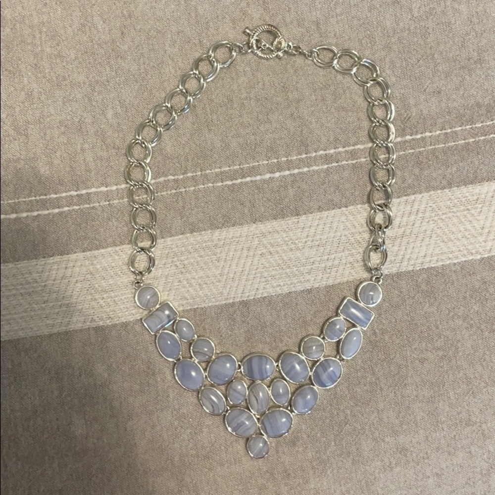 Blue Agate & Sterling Silver Necklace